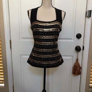 WHBM dressy Ladiea fitted embellished top. Size M